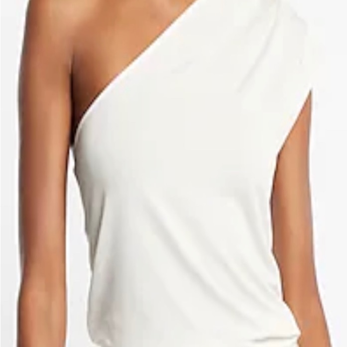 Express Cream Color One Shoulder Tailored Tank - Size Large